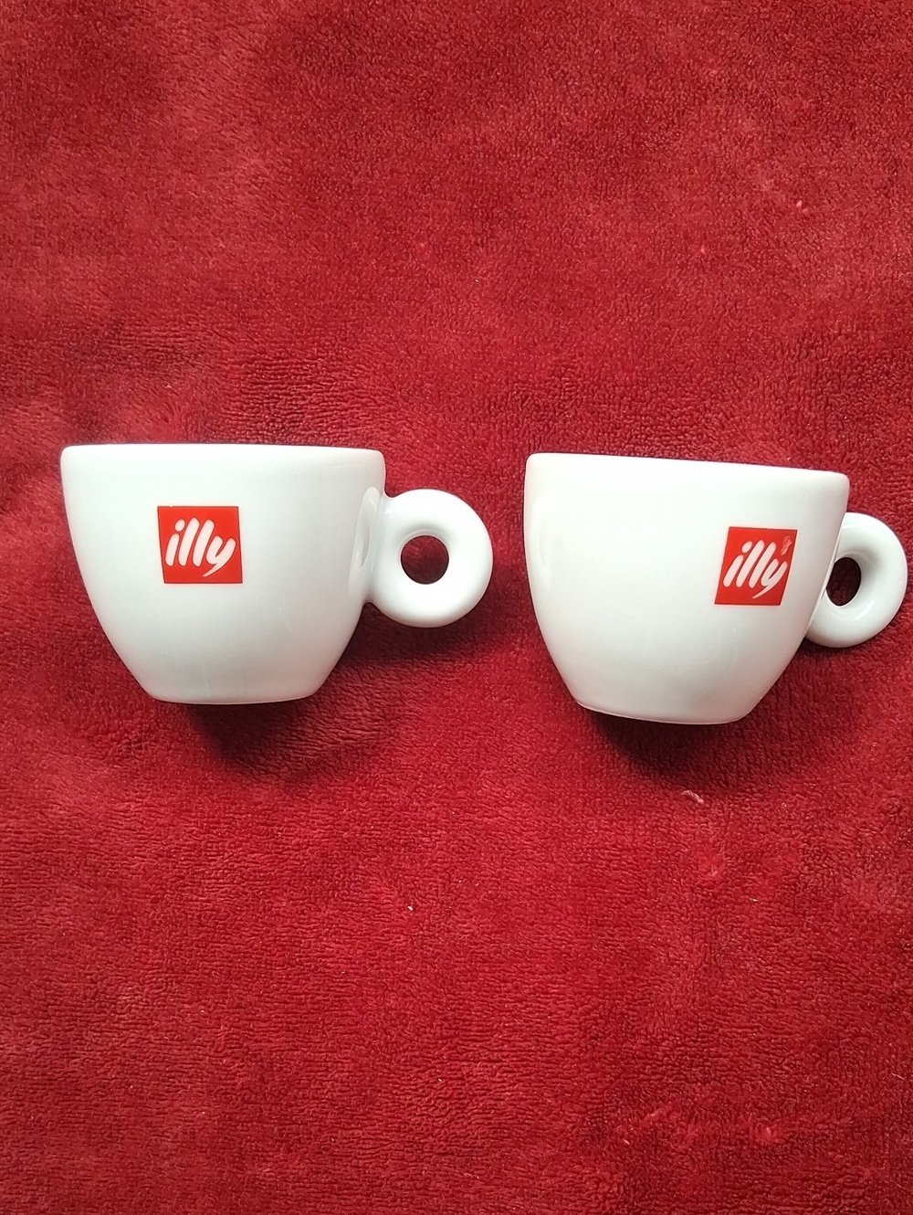 illy White Espresso Cups with Red Logo - Set of 2
